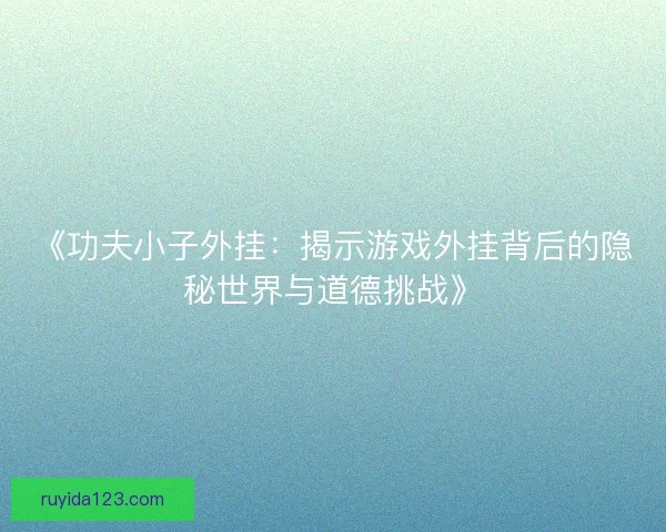 《功夫小子外挂：揭示游戏外挂背后的隐秘世界与道德挑战》